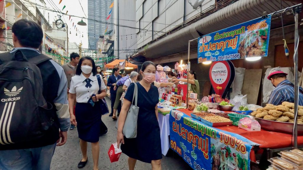 View of Patpong morning market starting to get busy