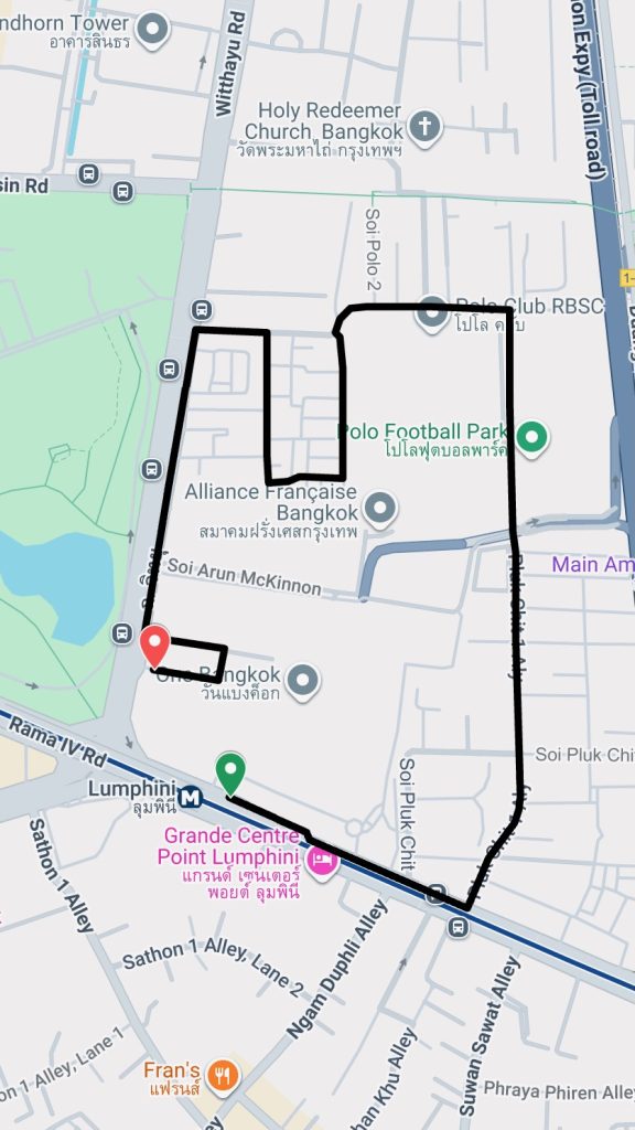 Route map with start and finish point