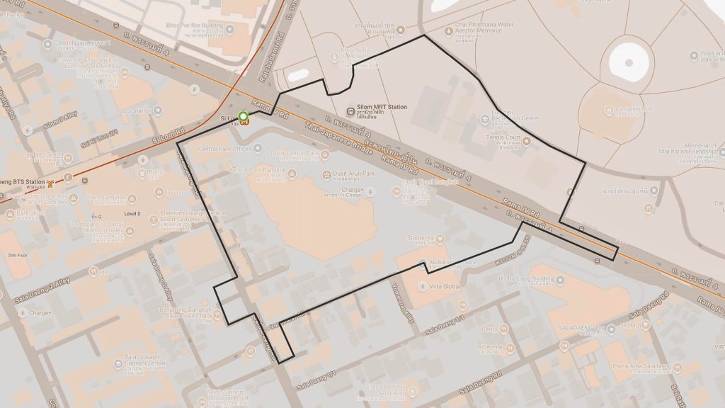 Silom Rush Hour walking route map, Bangkok