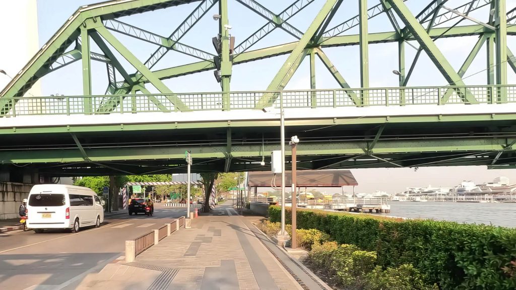 Memorial Bridge riverside walkway Bangkok
