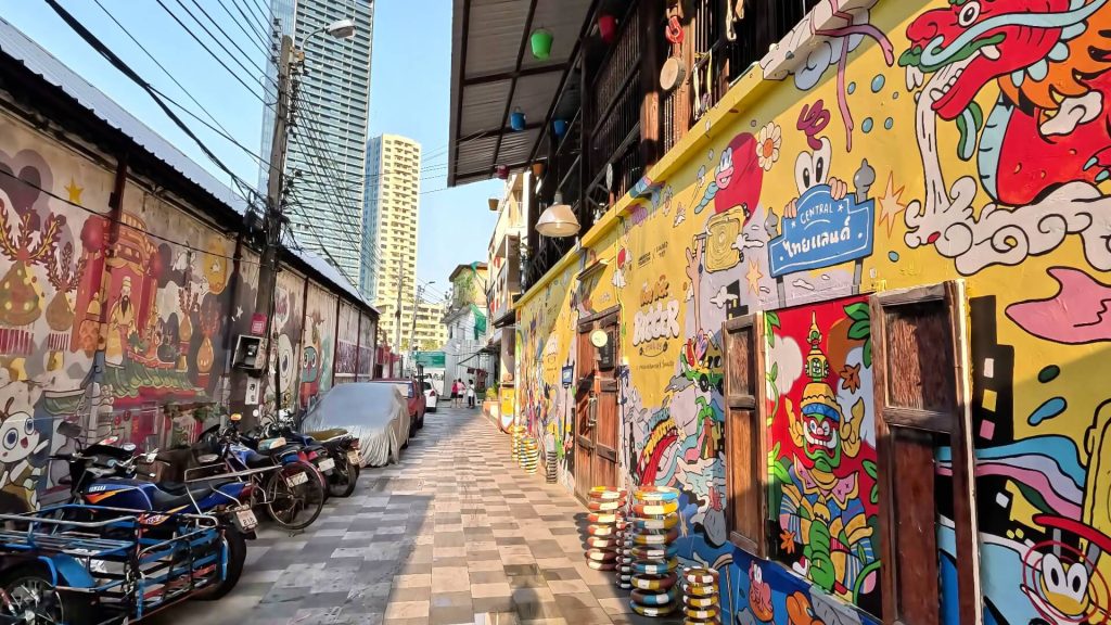 Street art wall in Talat Noi Bangkok