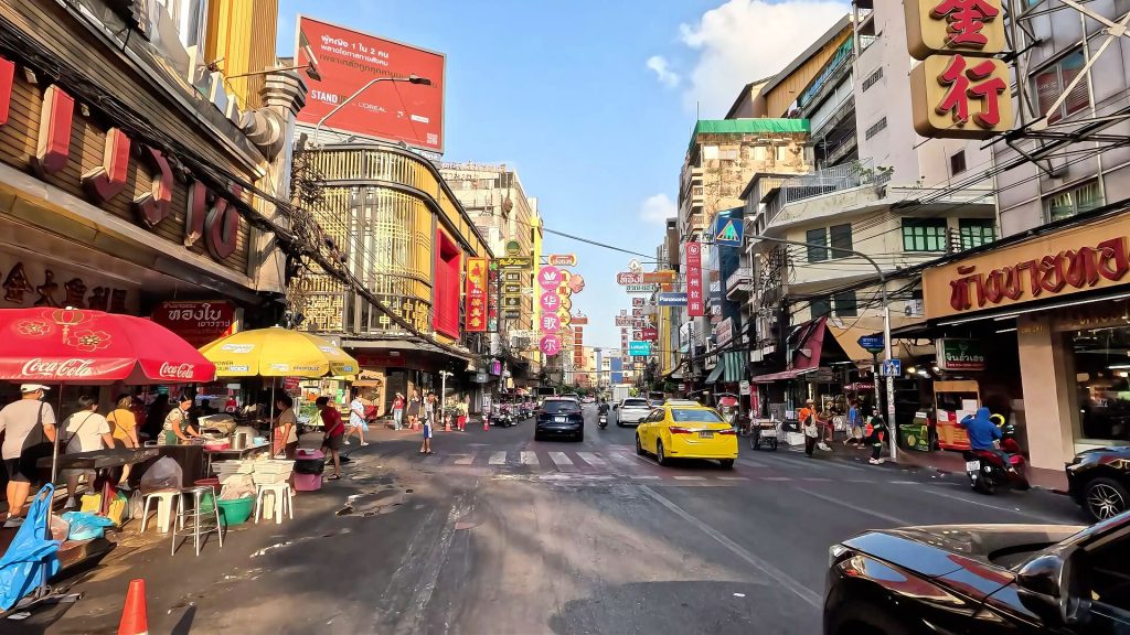 Morning activity on Yaowarat Road in Chinatown Bangkok