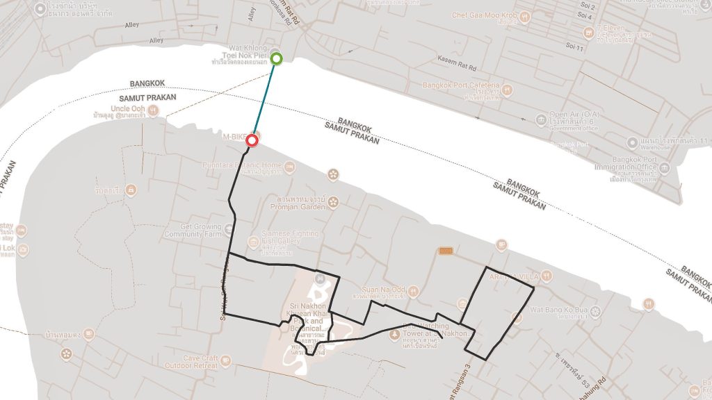 Bang Krachao Green Lung cycling route map, Bangkok